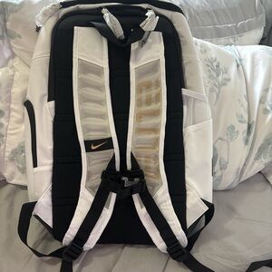 Nike Black and White Men's Backpack with Gold Accents